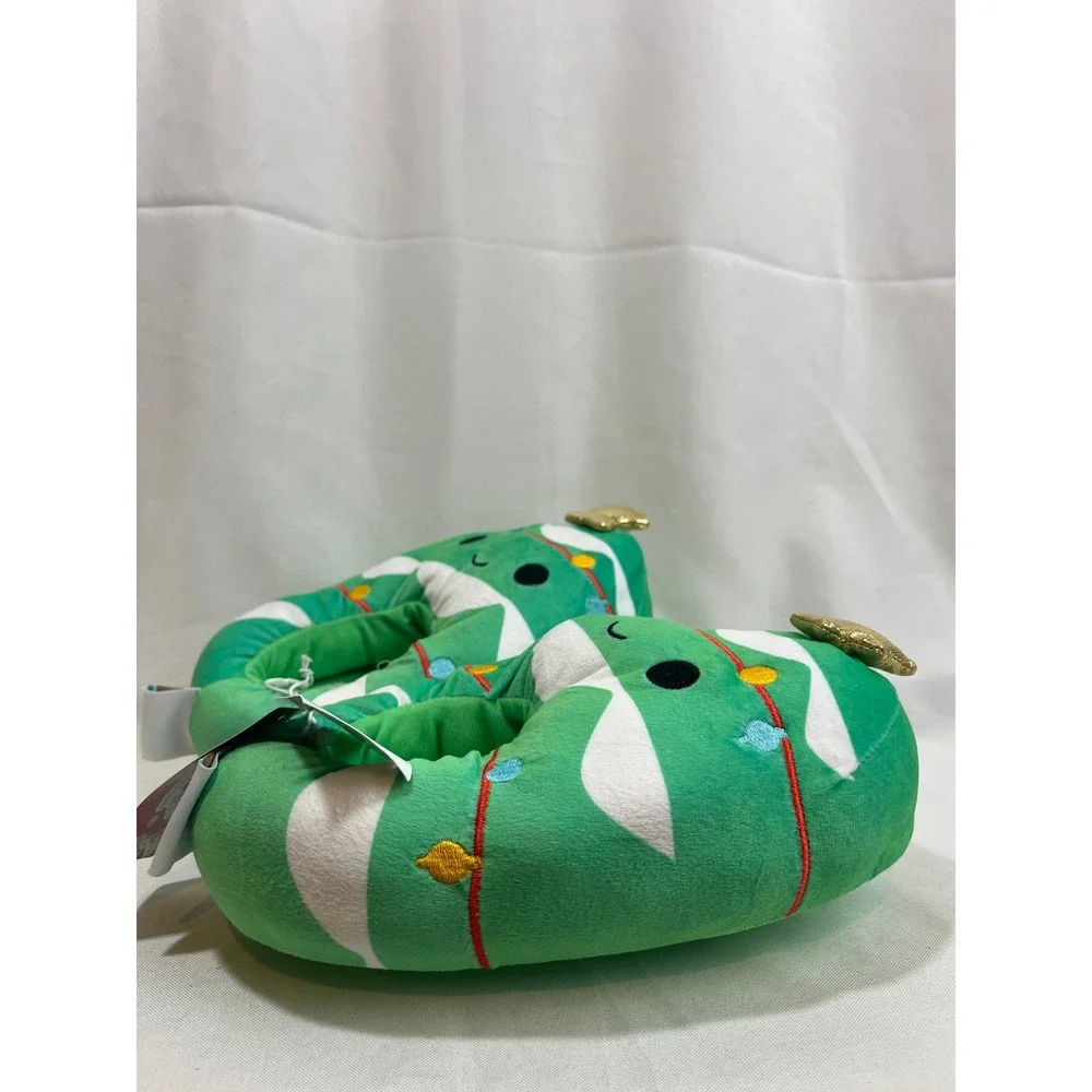 Squishmallows‎ Christmas Tree Plush Slippers Green Holiday Kids Size 4/5 NEW